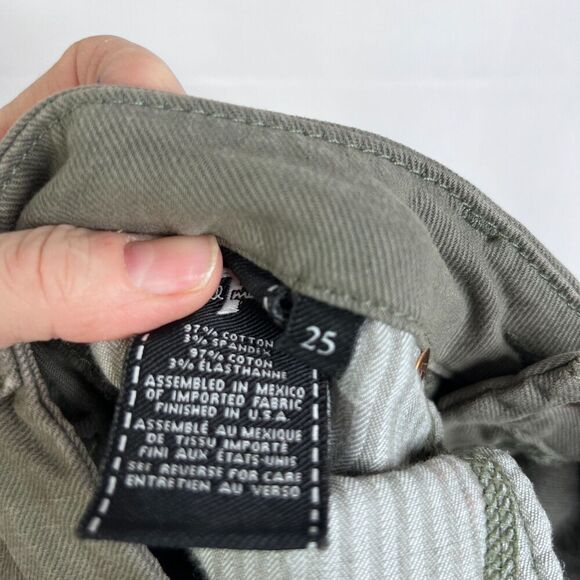 7 for All Mankind Army Green Raw Ankle Skinny Jean Destructed Knee Size 25 - Picture 7 of 12